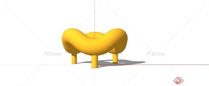 某现代黄色软管造型雕塑小品SU模型[原创]