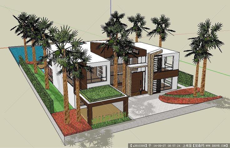 一个现代风格的小别墅建筑设计方案su模型