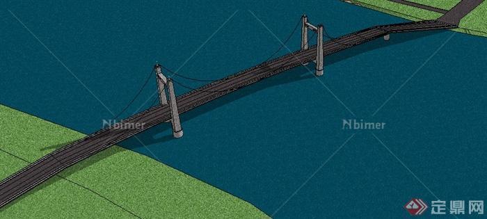 现代城市跨江桥梁设计su模型[原创]