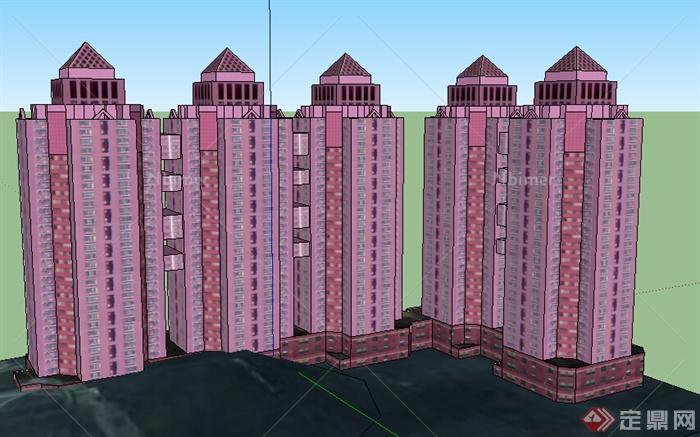 某高层居住建筑楼设计参考SU模型