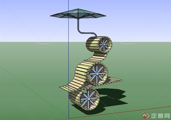 马车 竹简雕塑景观SketchUp(SU)3D模型