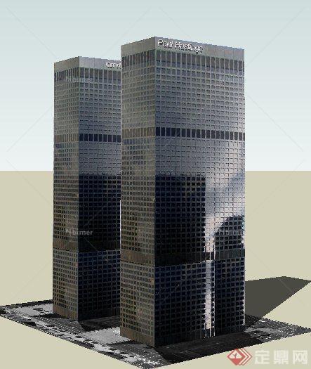 两栋现代风格律师事务所建筑设计su模型