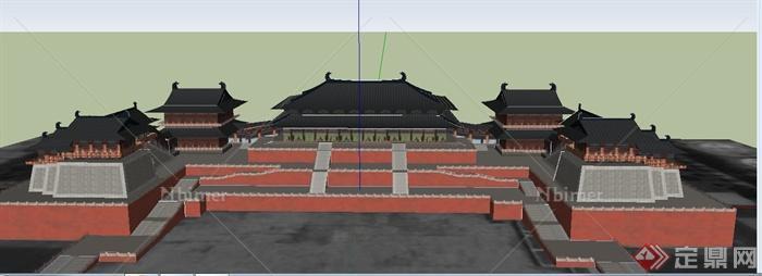 古典中式庙宇寺庙建筑设计su模型[原创]