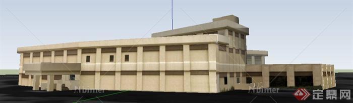 现代多层法院大楼建筑设计su模型