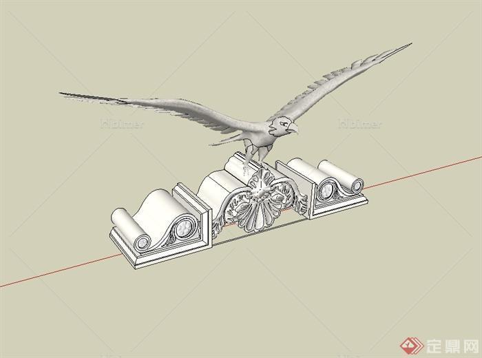 某欧式风格建筑构件鹰雕塑设计su模型[原创]