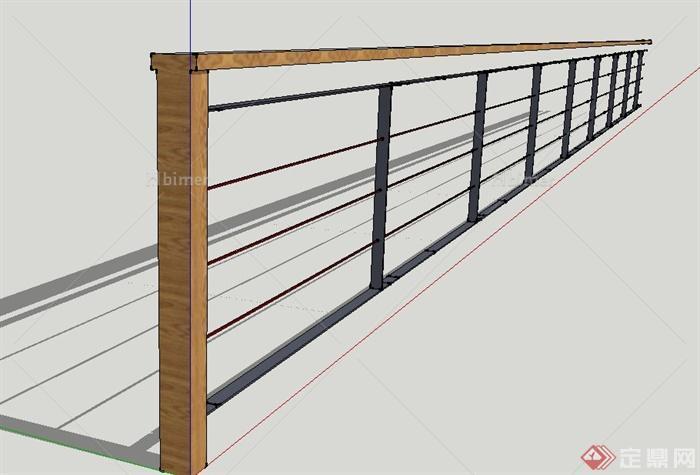 木质铁艺栏杆设计SU模型[原创]