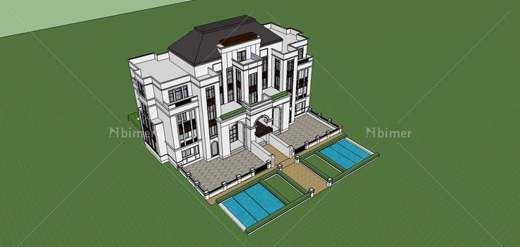 简欧风格别墅(76158)su模型下载