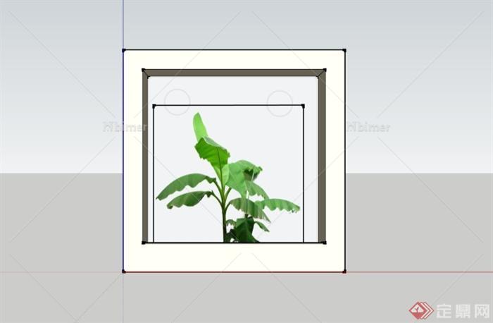 现代壁挂植物装饰设计SU模型[原创]