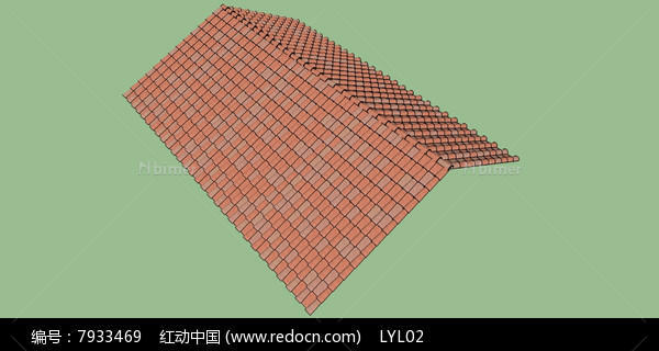 红瓦片房屋顶的SU模型设计