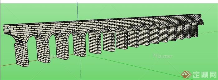 某砖砌高架水渠设计SU模型