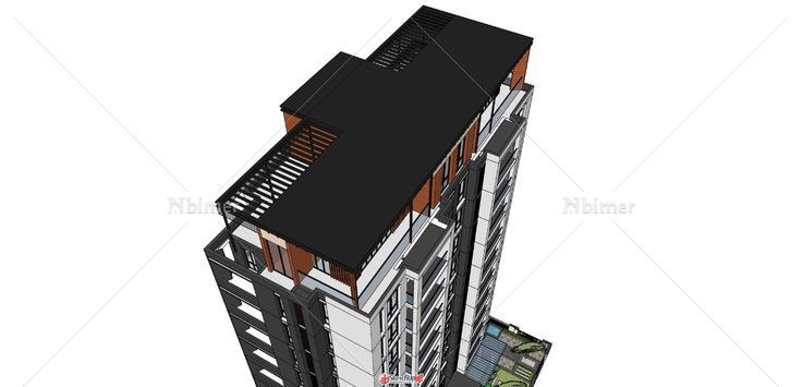 现代中式 小高层住宅 新式住宅