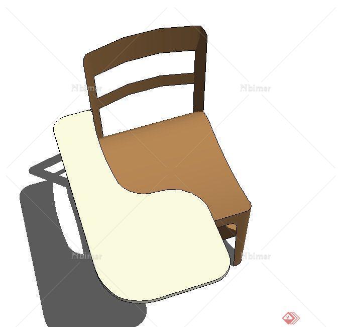 现代连体桌椅设计SU模型[原创]