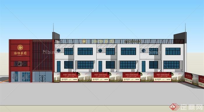 某销售中心广告牌装饰施工图（CAD+SU+效果图)[原