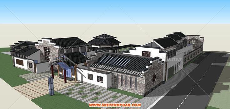 一个精细古建筑（SU模型）