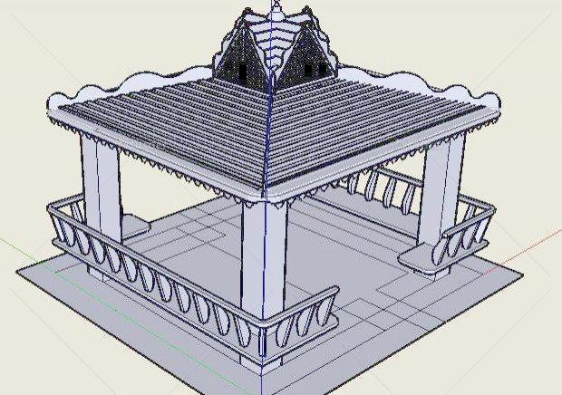 东南亚古亭 sketchup模型