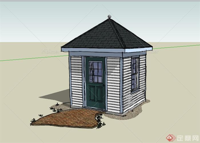 某小型居住房设计SU模型素材1