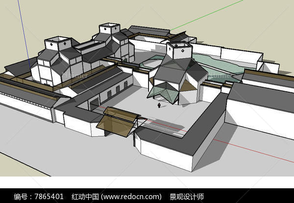 苏式博物馆建筑草图大师SU模型