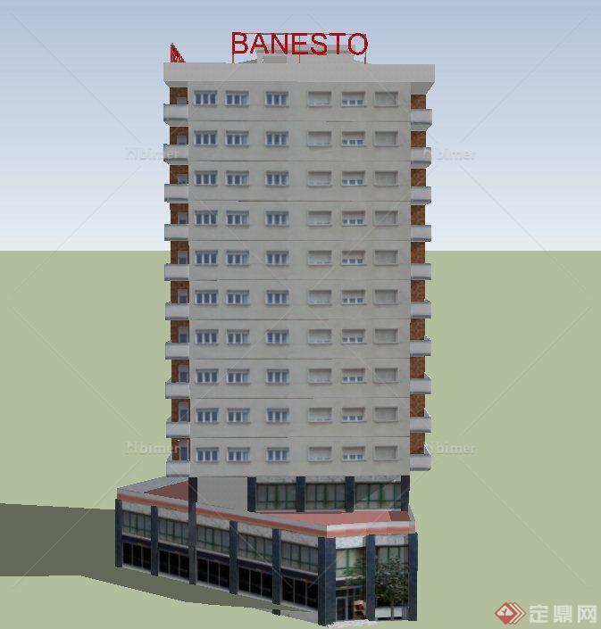 现代某13层商住房建筑设计SU模型