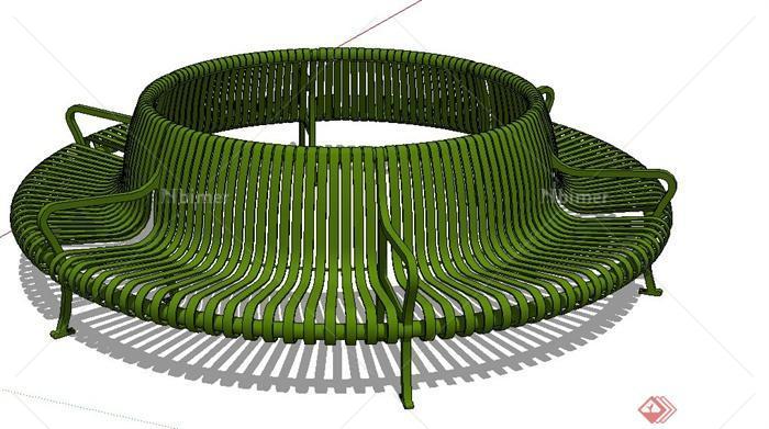 铁艺绿色树池坐凳设计SU模型[原创]