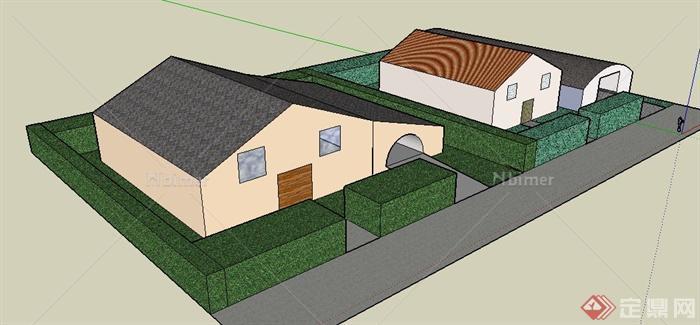 乡村民房建筑设计su模型