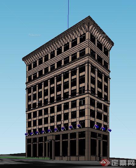 现代银行大厦建筑设计su模型[原创]