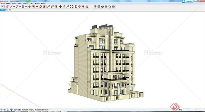 某新古典居住楼设计SU模型素材