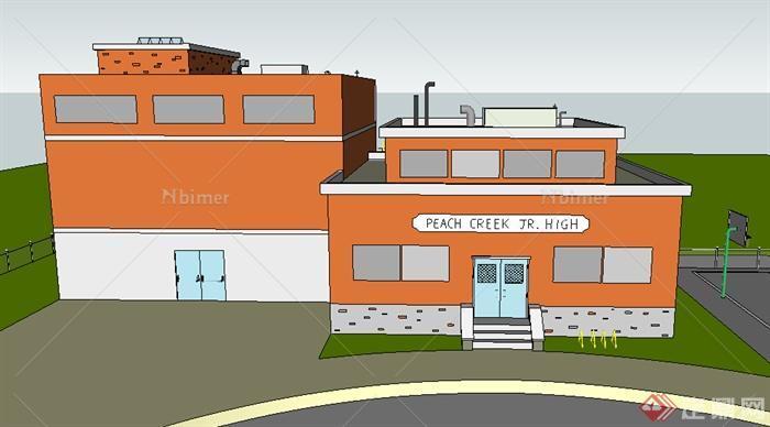 某高中教学建筑设计SU模型素材