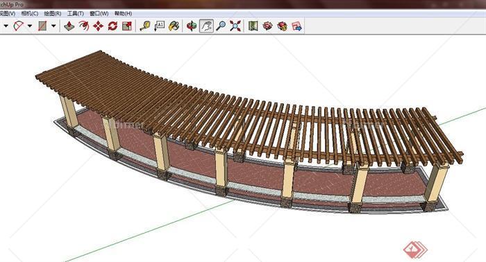 一个弧形景观廊架设计SU模型