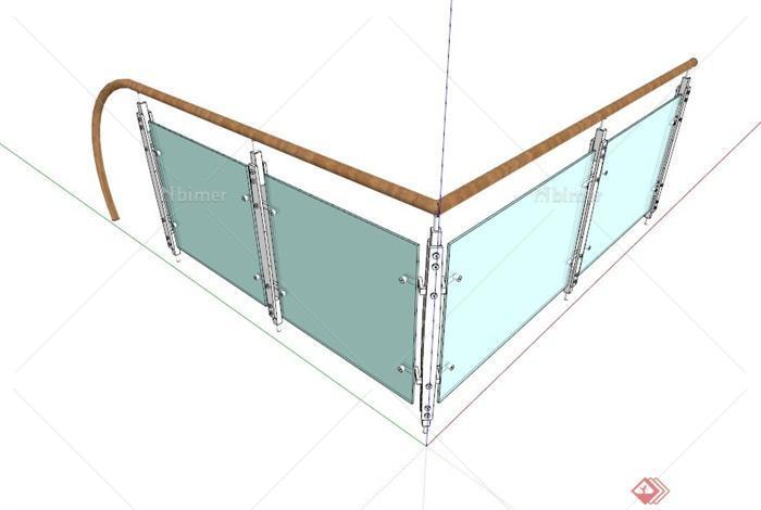 室内玻璃围栏设计SU模型