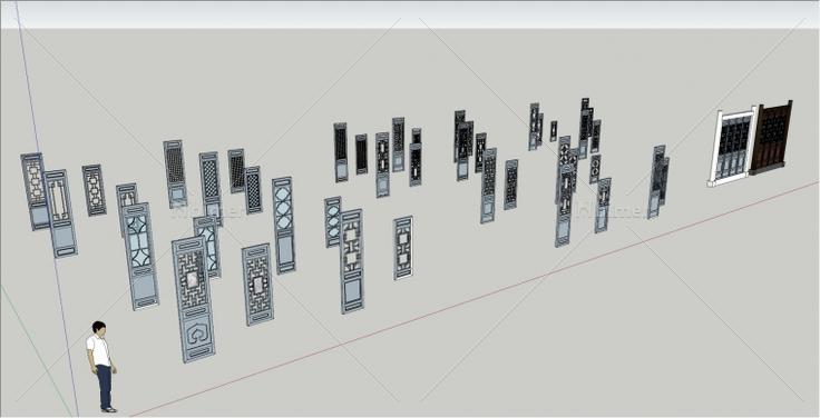 一些古建的雕花窗SketchUp模型，希望大家喜欢。