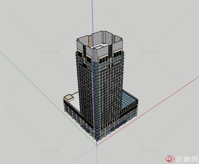某现代风格高层办公及商业综合体建筑设计su模型