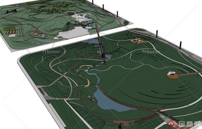 某现代风格体育公园景观规划设计SU模型