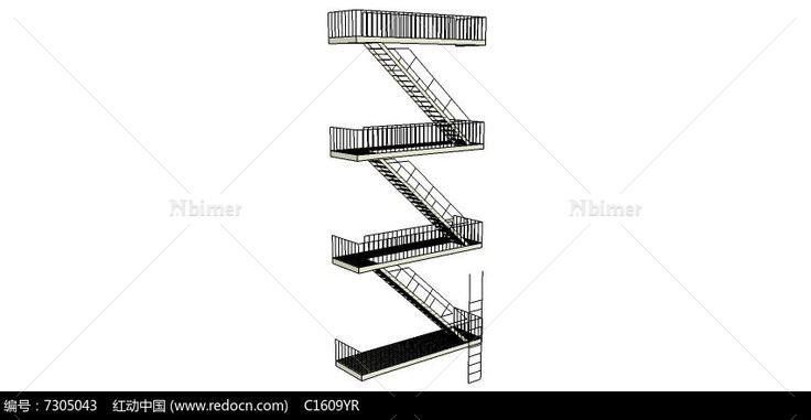 多层简易楼梯su模型