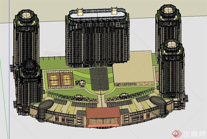 某城市广场建筑设计SU模型