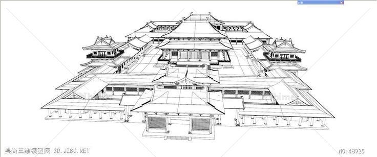 汉唐风古建寺庙建筑宗教 su模型 3d