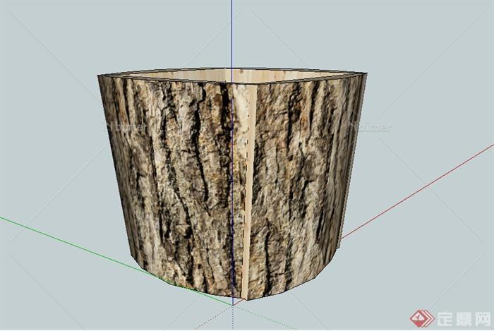 某室外木质垃圾桶设计SU模型