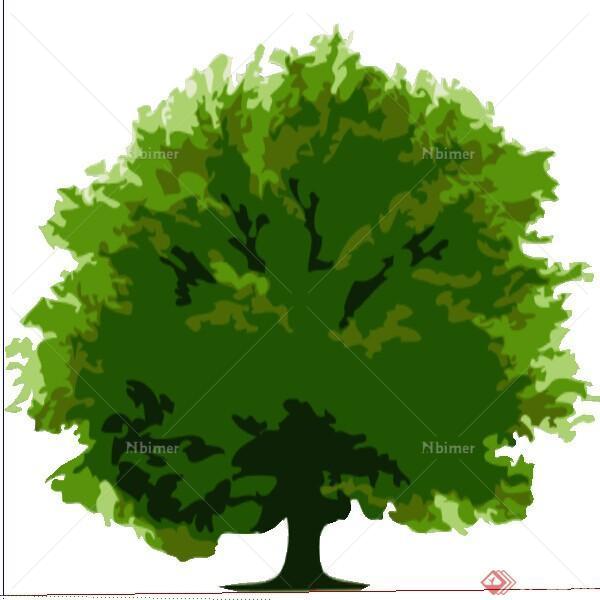 一株2D景观手绘树SU模型素材