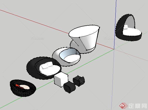 东南亚风格户外沙发设计SketchUp(SU)3D模型