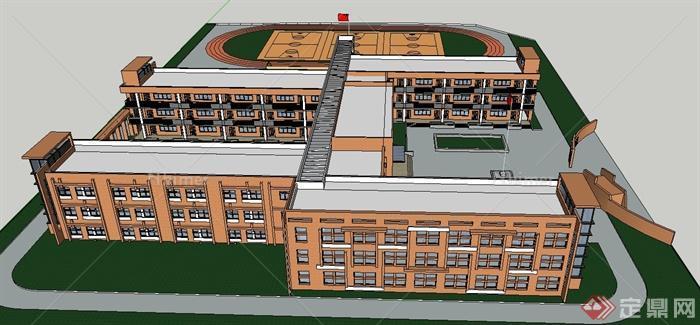 现代某中学教学楼建筑设计SU模型