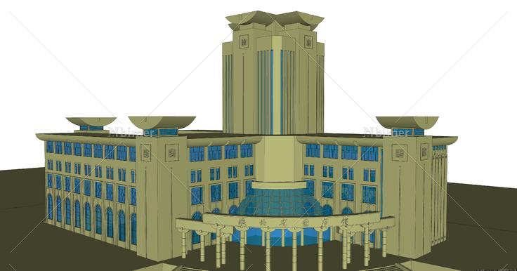 陕西省图书馆建筑设计su精致模型