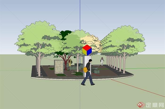 某休闲道路小游园景观规划设计SU模型