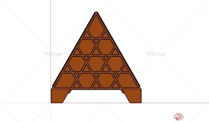 现代三角形镂空酒柜设计su模型
