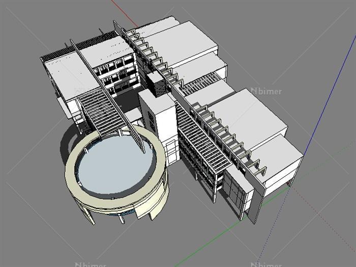 某高校教学楼建筑设计su模型[原创]