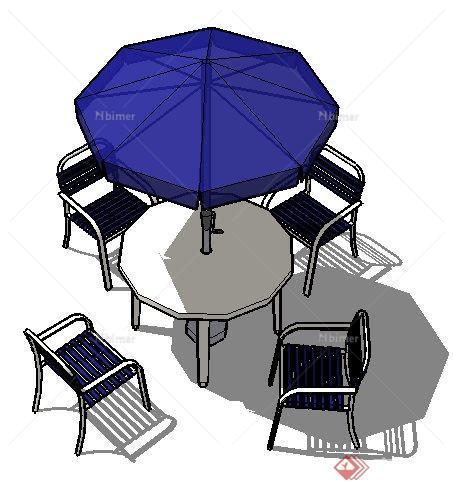 一套景观伞桌椅SU模型素材