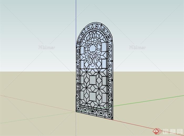 欧式雕花窗子设计su模型