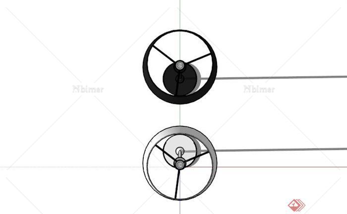 现代黑白落地灯设计组合SU模型