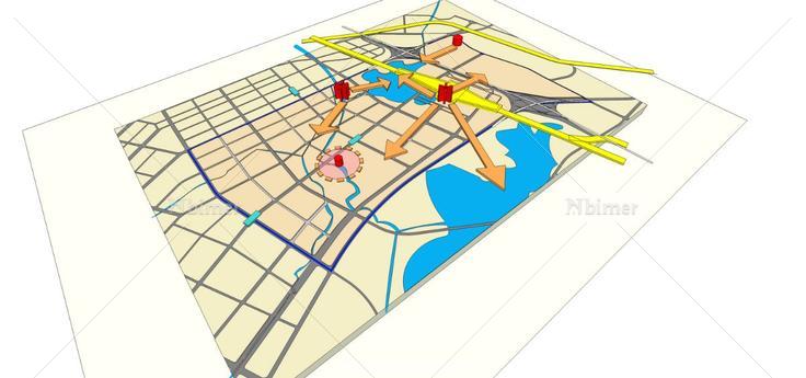 大型规划+SU辅助分析模型（规划CAD）