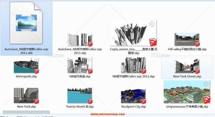 收集的全套城市海港都市楼房群的skp模型~分享