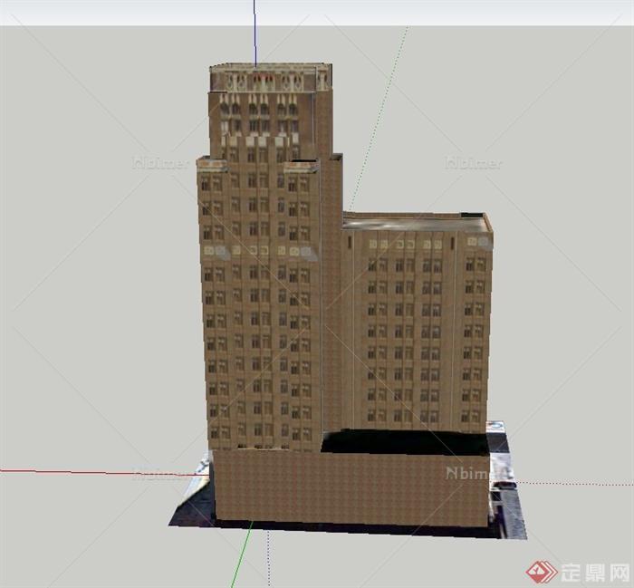 现代某建设银行大厦建筑设计SU模型