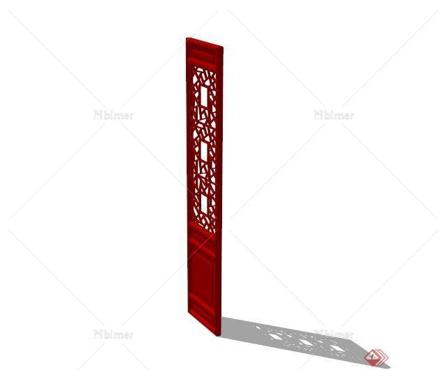 古典中式红色镂空屏风SU模型